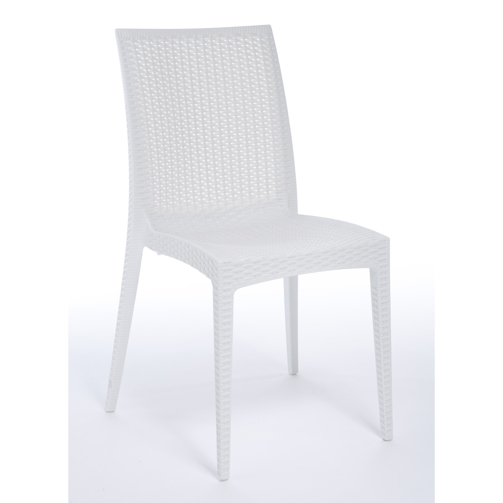 Sedie Bianche Sedia Da Esterno In Rattan Bianco Senza Braccioli
